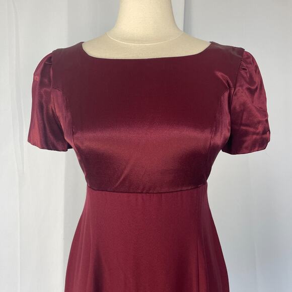Vintage Formal Dress Small Med Burgundy Maroon Regency Bridgerton Coquette Prom - Picture 2 of 16